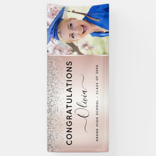 Banderoles 2022 Parties scintillant de diplôme Rose or rose a (Vertical)