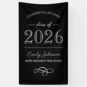 Banderoles 2023 Elégant Black and Grey Custom Graduation (Vertical)