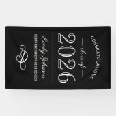 Banderoles 2023 Elégant Black and White Custom Graduation (Horizontal)