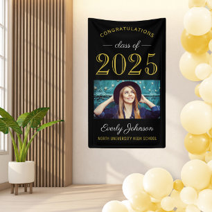 Banderoles 2024 Elegant Gold Black Custom Photo Graduation