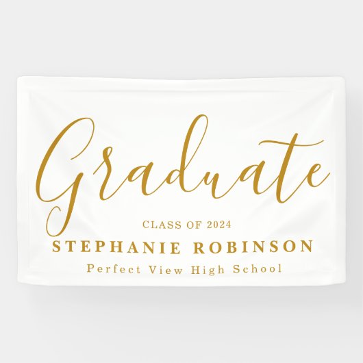 Banderoles 2024 Modern Gold Script Graduation Party (Horizontal)