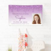 Banderoles 2024 Photo Purple Parties scintillant Drip Graduat (En situation)