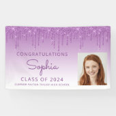 Banderoles 2024 Photo Purple Parties scintillant Drip Graduat (Horizontal)