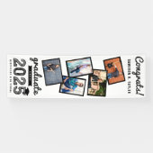 Banderoles 2025 Black Sketch 5 Photo Collage Graduation Party (Horizontal)