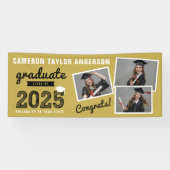 Banderoles 2025 Bold Croquis 3 Photo Collage Graduation Party (Horizontal)