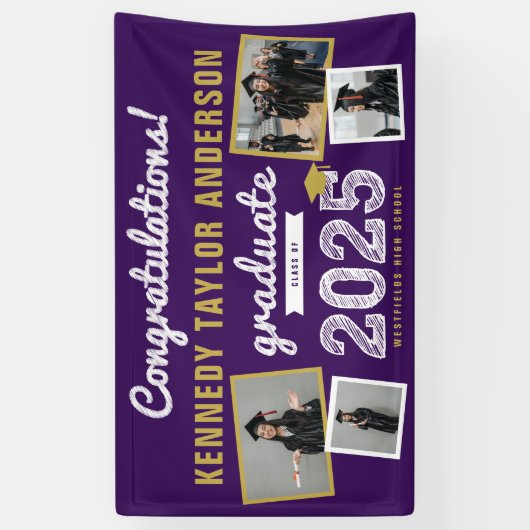 Banderoles 2025 Bold Croquis 4 Photo Fêtes de graduation (Vertical)