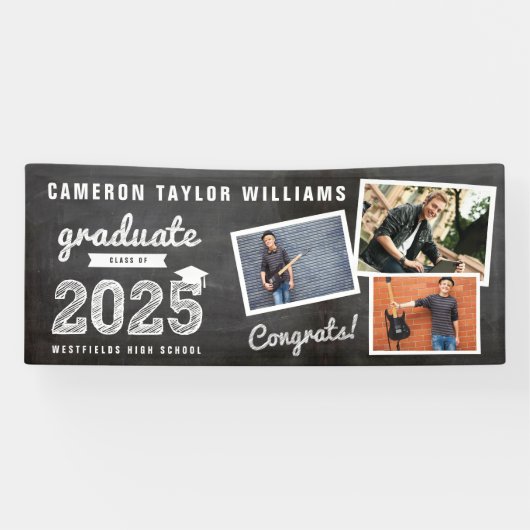 Banderoles 2025 Croquis de tableau noir 3 Photo Graduation Pa (Horizontal)