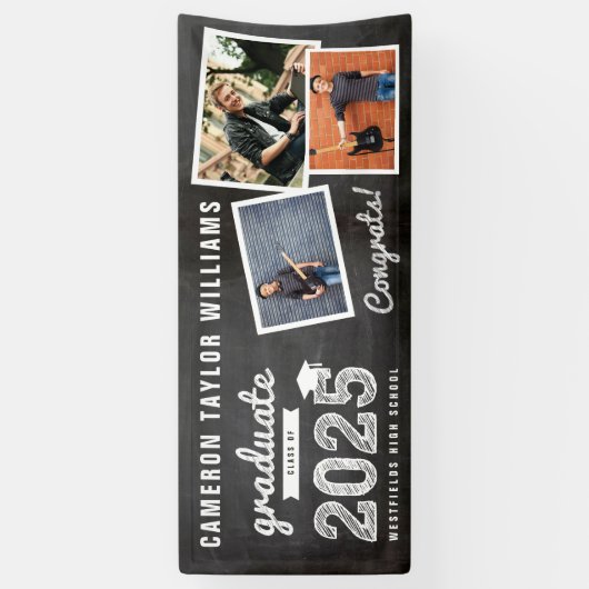 Banderoles 2025 Croquis de tableau noir 3 Photo Graduation Pa (Vertical)