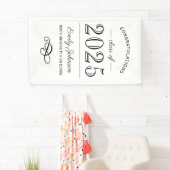 Banderoles 2025 Elegant Black and White Custom Graduation (En situation)