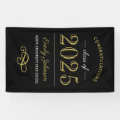 Banderoles 2025 Elégant Gold Black Custom Graduation (Horizontal)