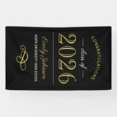 Banderoles 2025 Elégant Gold Black Custom Graduation (Horizontal)