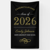 Banderoles 2025 Elégant Gold Black Custom Graduation (Vertical)