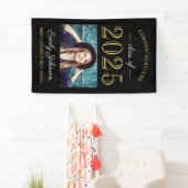 Banderoles 2025 Elegant Gold Black Custom Photo Graduation (En situation)