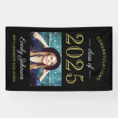 Banderoles 2025 Elegant Gold Black Custom Photo Graduation (Horizontal)