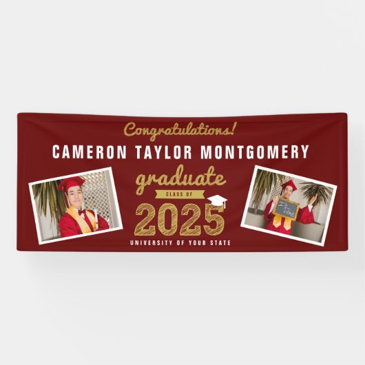 Banderoles 2025 Graduate Bold Sketch 2 Photo Graduation Party (Horizontal)