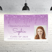 Banderoles 2025 Photo Purple Parties scintillant Drip Graduat