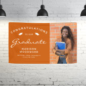 Banderoles 2026 Photo Orange Brûlé Blanc Script Diplôme