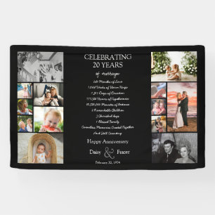 Banderoles 20 ans mariage anniversaire photo collage modifiab