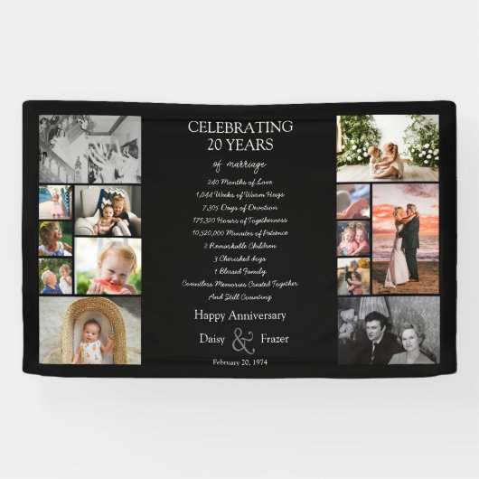 Banderoles 20 ans mariage anniversaire photo collage modifiab (Horizontal)