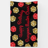 Banderoles 20 Dés Côtés MDN Jeu Anniversaire Parti Rouge Or (Vertical)