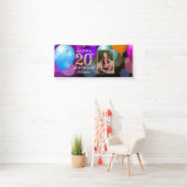 Banderoles 20e anniversaire de la fête Black and Gold Balloon (En situation)