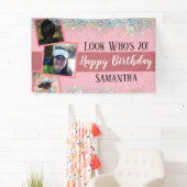 Banderoles 20e anniversaire de la Parties scintillant rose (En situation)