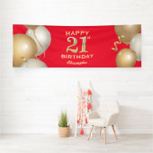 Banderoles 21e Anniversaire de Ballons Rouge et Or (Insitu)