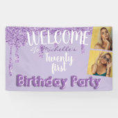 Banderoles 21e anniversaire fête violet Parties scintillant p (Horizontal)