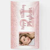 Banderoles 21e anniversaire fille Glam Rose Parties scintilla (Vertical)