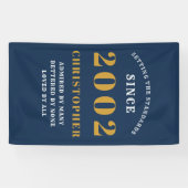 Banderoles 21e Anniversaire Né 2002 Ajouter Nom Blue Gold (Horizontal)