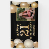 Banderoles 21e Anniversaire Noir et Or Ballons Photo (Vertical)