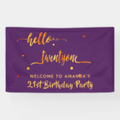 Banderoles 21e anniversaire or violet bonjour twentyone (Horizontal)