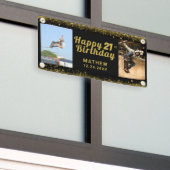 Banderoles 21e anniversaire Parties scintillant photo noir et (Bâtiment extérieur)