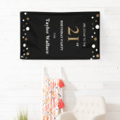 Banderoles 21e anniversaire personnalisé Points or et noir (En situation)