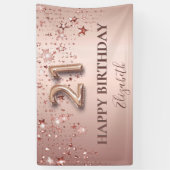 Banderoles 21e anniversaire rose or rose étoiles script ballo (Vertical)