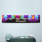 Banderoles 21e fête d'anniversaire Ballons Noir et Or (Salon professionnel)