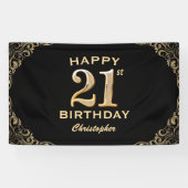 Banderoles 21e fête d'anniversaire Parties scintillant noire (Horizontal)