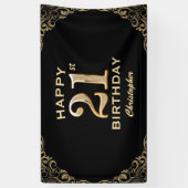Banderoles 21e fête d'anniversaire Parties scintillant noire (Vertical)