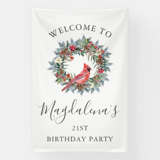 Banderoles 21st Birthday Banner Red Cardinal Custom Welcome (Verticale)