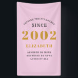 Banderoles 21st Birthday Born 2002 Ajouter le nom Pink Grey<br><div class="desc">Anniversaire personnalisé ajoutez votre nom et la bannière année. Modifiez le nom et l'année avec le modèle fourni. Un merveilleux accessoire de fête d'anniversaire personnalisé. Plus de cadeaux et de fournitures de fête disponibles avec le design "normes de fixation" dans le magasin.</div>