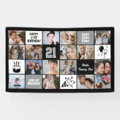 Banderoles 21st Birthday Photo Collage Custom Black White (Horizontal)