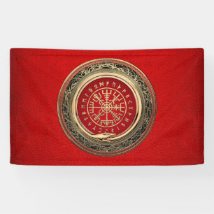 Banderoles [220] Vegvisir - Viking Gold Magic Runic Compass