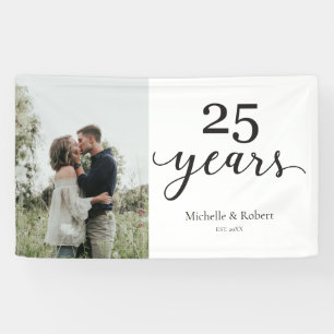 Banderoles 25 Anniversaire mariage Argent Élégant