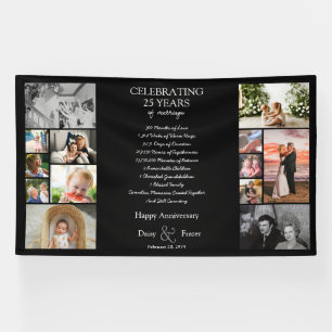 Banderoles 25 ans mariage anniversaire photo collage modifiab