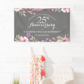 Banderoles 25e anniversaire Mariage Aquarelle Roses Bienvenue (En situation)