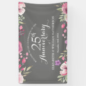 Banderoles 25e anniversaire Mariage Aquarelle Roses Bienvenue (Vertical)