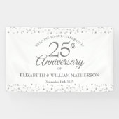 Banderoles 25e anniversaire Mariage d'argent Confetti Bienven (Horizontal)