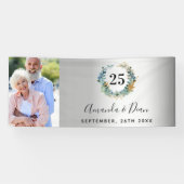 Banderoles 25e anniversaire mariage d'argent photo ecalyptus (Horizontal)