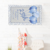 Banderoles 25e Bienvenue Motif de numéros aléatoires bleu/bla (En situation)