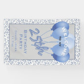 Banderoles 25e Bienvenue Motif de numéros aléatoires bleu/bla (Horizontal)